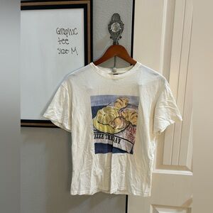 SHEIN White Graphic Tee with Cat Print